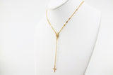 14 K Gold Cross Rosary Necklace, Virgin Mary Rosary Sequin Chain Necklace, Religious Dainty Medallion