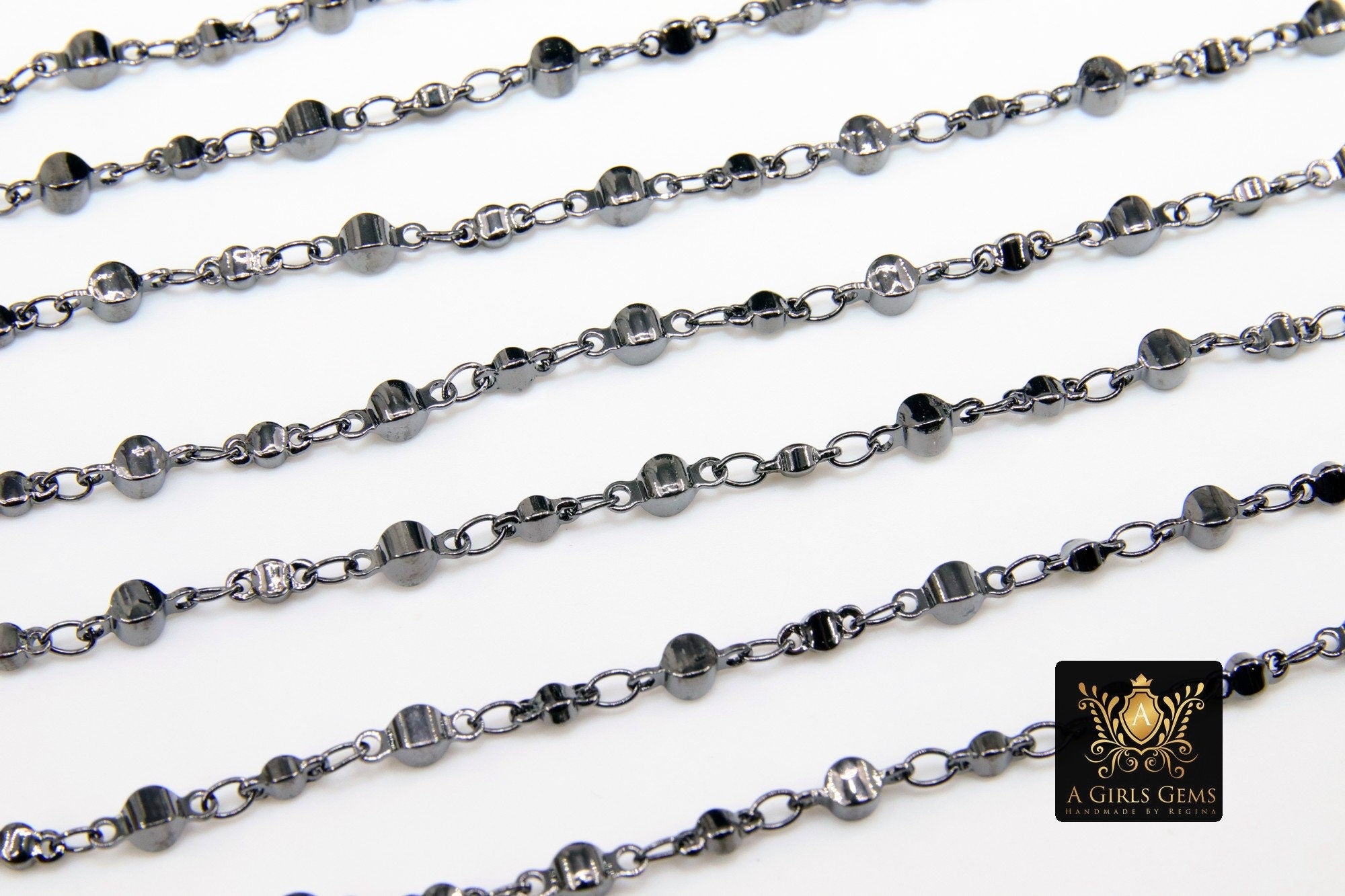 Silver Beaded Rosary Chain, Chain for Jewelry Necklace CH #225, Matte Metal Beads Satellite Boho Choker
