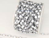 White Shell Rosary Chain, Silver Beaded Rosary Chain CH #236, Flat Beads in 4 mm or 6 mm