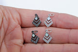 CZ Micro Pave Teardrop Charm, White Opal Black, Gold Pendants