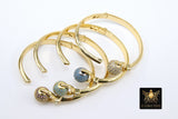 Cubic Zirconia Bracelets for Women, CZ Micro Pave Spinner Crystal Ball Gold Stacking Cuff Bangles, Blue Turquoise Open/Close Hinge One Size