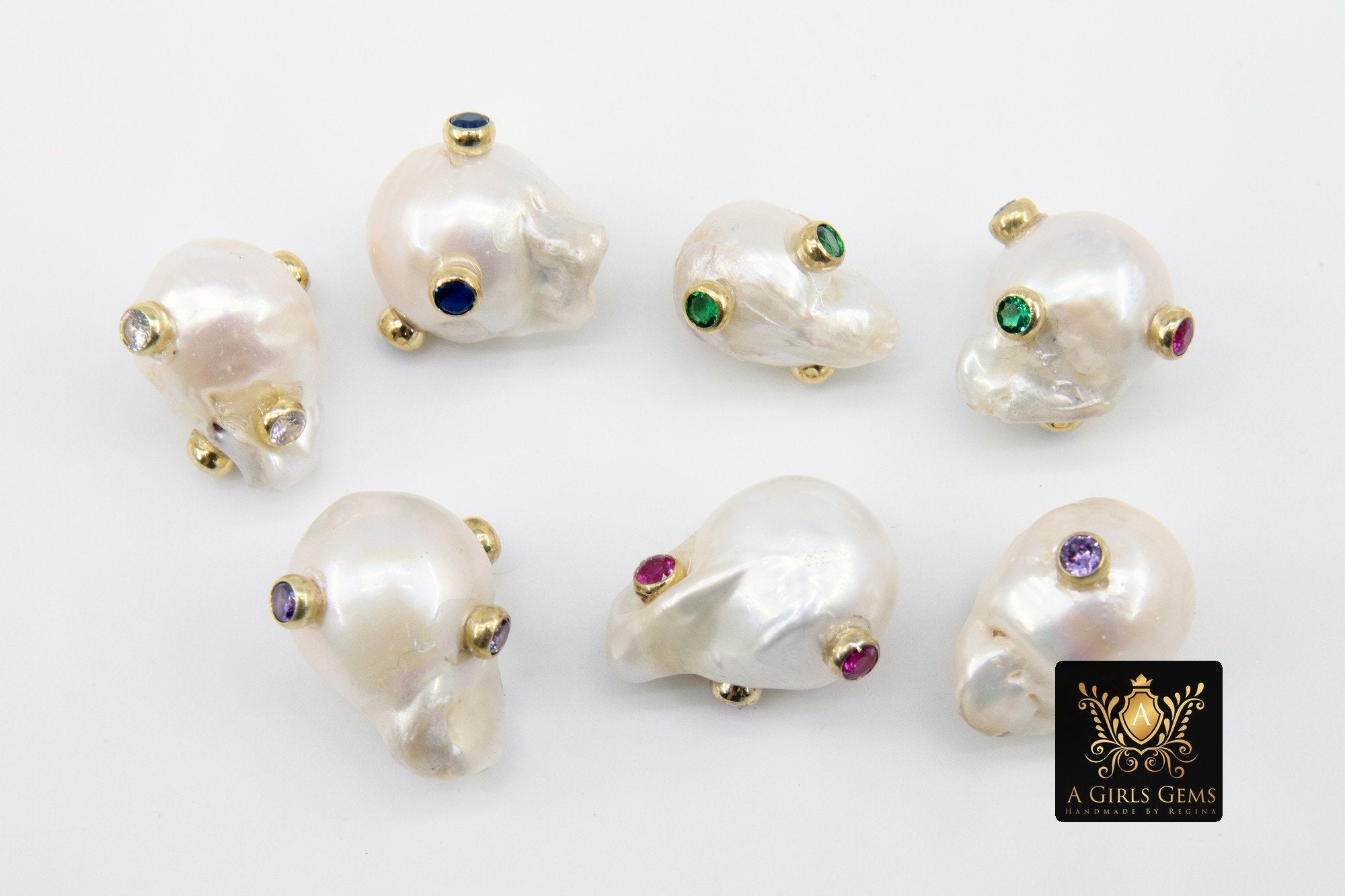 Genuine Pearl Beads, CZ Pave Baroque Pearl Beads Round Oval CZ Charms for Bracelets Necklace Jewelry, Freshwater Pearl Pink