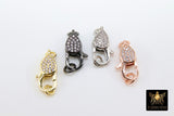 Clear CZ Pave Lobster Claw Clasp, Teardrop Pave Buckle Link Connector #140, 10 x 19 mm Gold