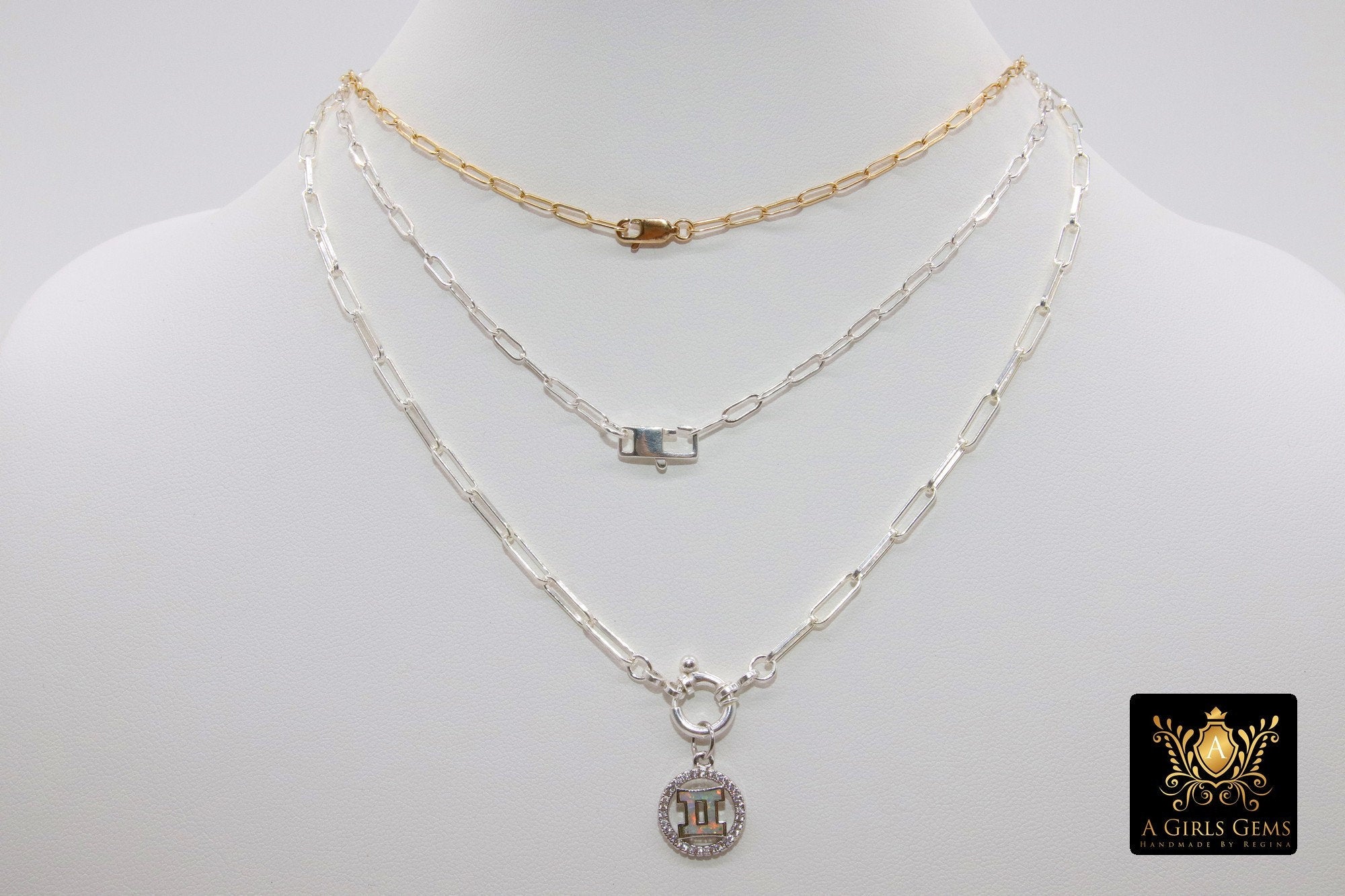 925 Sterling Silver Bracelet or Necklace, Single or Double Wrap Rectangle Drawn Cable Chain, Large Clasp