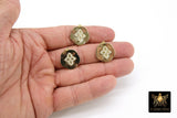 Star Disc Charms, CZ Pave Gold Round Starburst Pendants, Cross