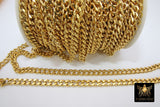 Gold Cuban Curb Chain, 304 Stainless Steel 9 mm Heavy Flat Miami Diamond Cut Oval Jewelry Chains CH #161, By the Yard
