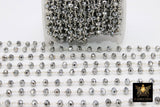Gunmetal Black Crystal Rosary Chain, 6 mm Silver Wire Wrapped Crystal Beads CH #402, Unfinished Jewelry Chains Bulk