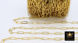 Rectangle Drawn Chain, Unfinished Gold Paperclip Chains CH #121, Silver Necklace Cable Chains