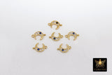 Starburst Connector Links, 2 Pcs CZ Pave Bead with Sapphire Blue CZ, Gold
