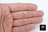 Starburst Connector Links, 2 Pcs CZ Pave Bead with Sapphire Blue CZ, Gold