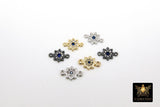Starburst Connector Links, 2 Pcs CZ Pave Bead with Sapphire Blue CZ, Gold