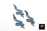 Snake Charms, Cubic Zirconia Bail Large CZ Green Eye Serpents, Blue Turquoise Gold