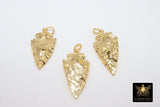 Arrowhead Charm Pendants, Small Gold and Black Crystal Quartz Arrow Tribal Pendants