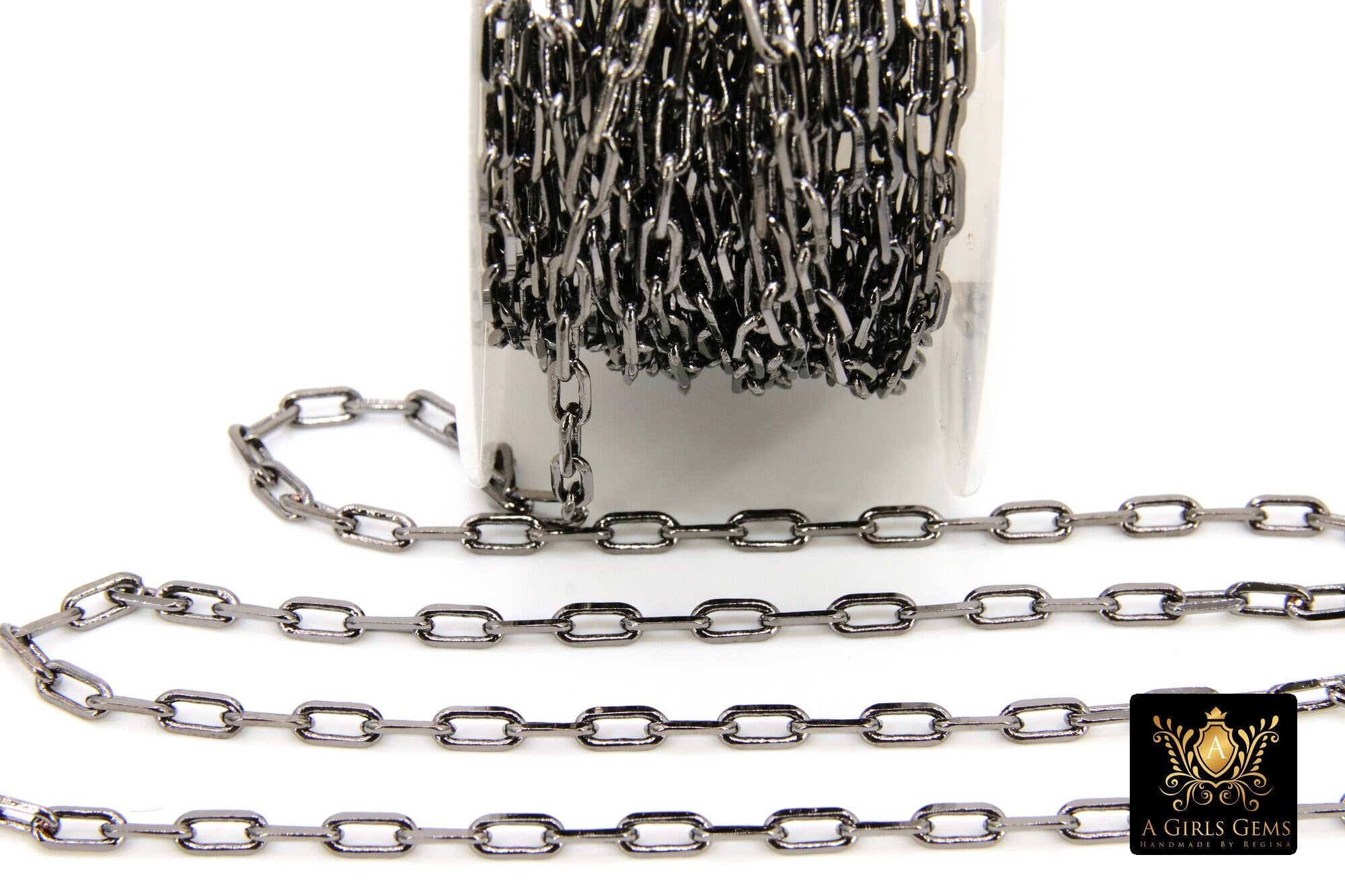 Rectangle Chain, Unfinished Oval Dainty Paperclip Chains CH #112, Cable Box