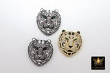 Tiger Head Pendant, AG #663, CZ Micro Pave Gold Tiger Pendant with Bail