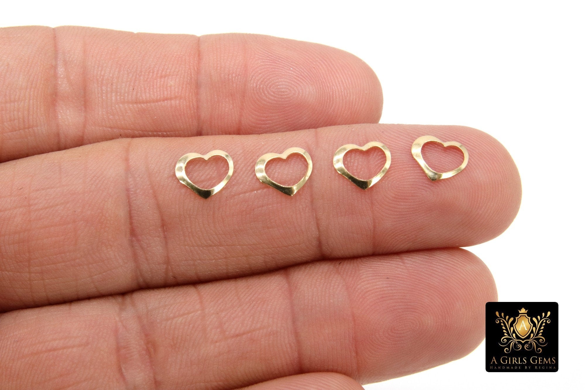 14 K Gold Filled Heart Charm, 14 20 Gold Shiny Smooth charms for chain necklace, #2148
