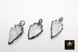 Arrowhead Charm Pendants, Small Gold and Black Crystal Quartz Arrow Tribal Pendants