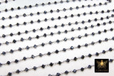 Gunmetal Black AB Rosary Chain, 4 mm Black Wire Wrapped Bead Chains CH #335, Jewelry Findings