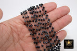 Gunmetal Black AB Rosary Chain, 4 mm Black Wire Wrapped Bead Chains CH #335, Jewelry Findings
