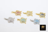 CZ Pave Turtle Charms, Gold Tortoise Pendants for Silver Sea Turtle Animal Beach Necklace