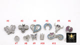 CZ Micro Pave Gold Heart Slider Charms, Butterfly Slider Bracelet, Ladybug Slide