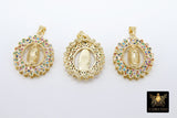 Rainbow CZ Mary Charms, CZ Micro Pave Connector Beads, Jesus Pendants
