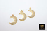 CZ Micro Pave Moon Charms, Gold Diamond Pave Cubic Zirconia Pendant, Black Half Moon Charm