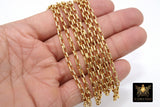 Gold Plated Box Chain: Thick Rectangle Jewelry Chains (5.0 x 3.5 mm)