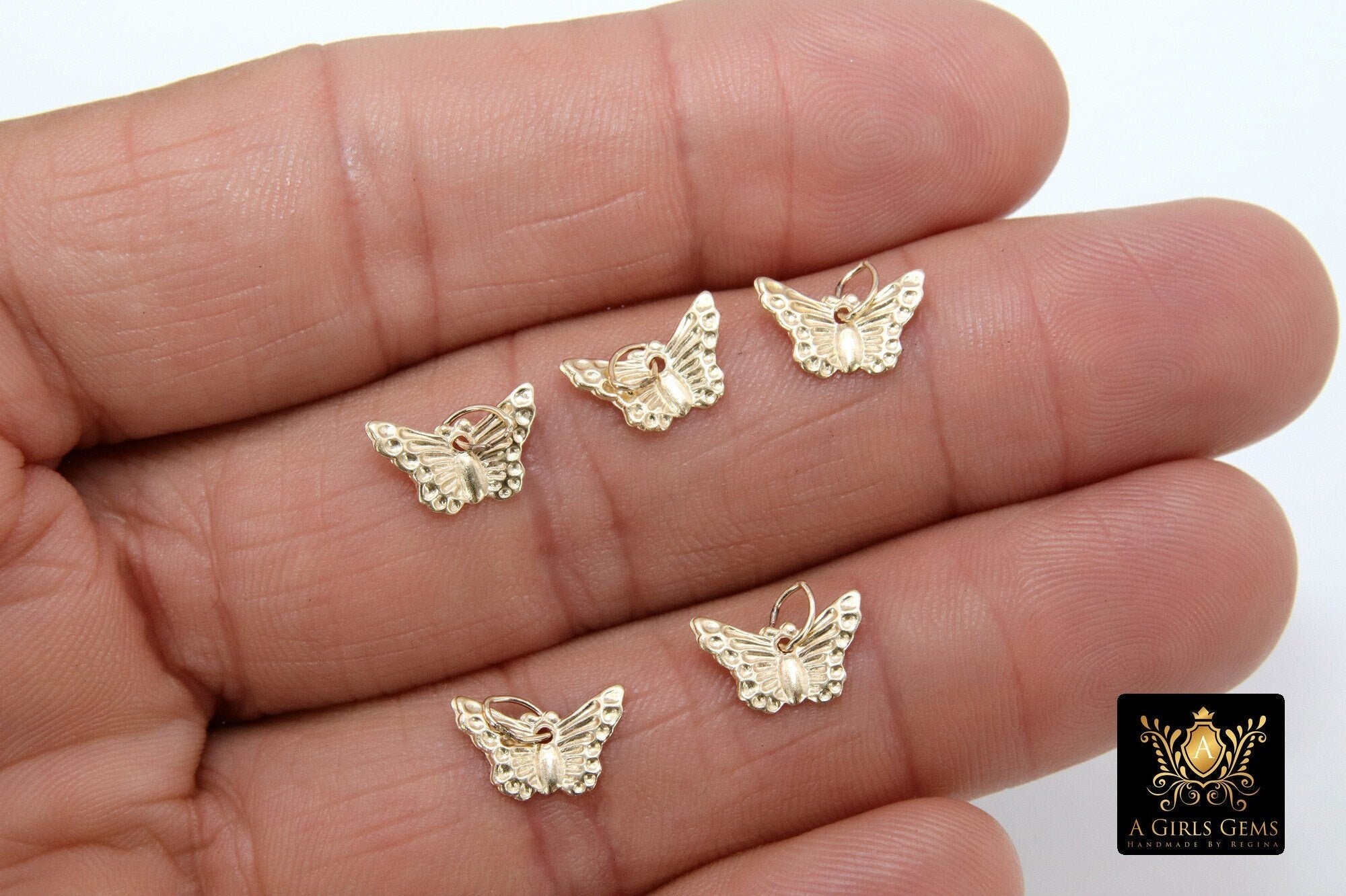925 Silver Butterfly Charms, Sterling Silver Jewelry, 8 x 12 mm Minimalist Tiny Dangle #2152