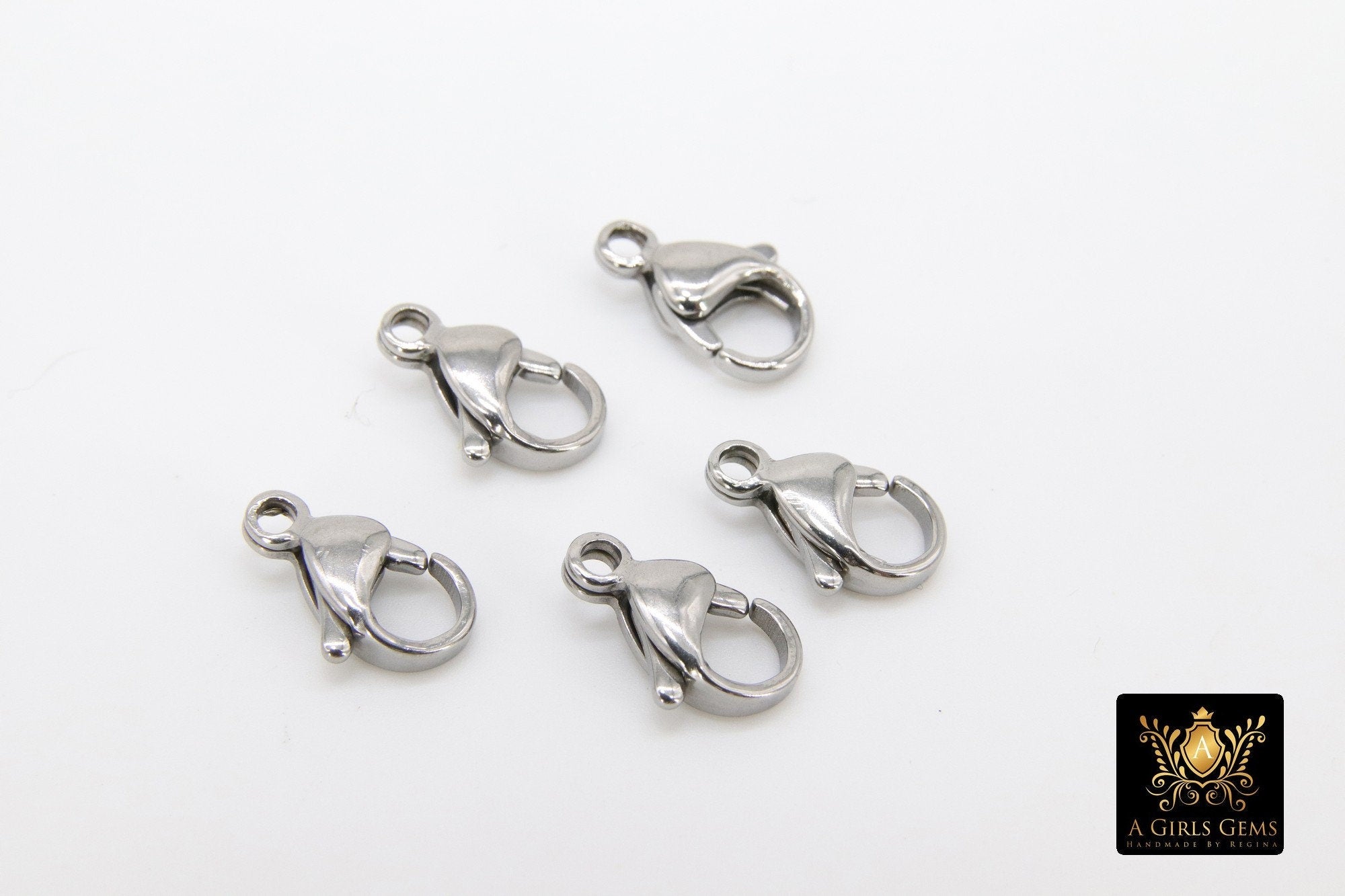 Silver Lobster Clasps, Stainless Steel Lobster Claws,Jewelry Findings, 12