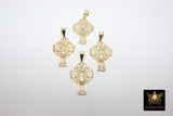 Gold Jesus Virgin Mary Cross Pendants, CZ Pave Cross Charms, Jewelry Crucifix
