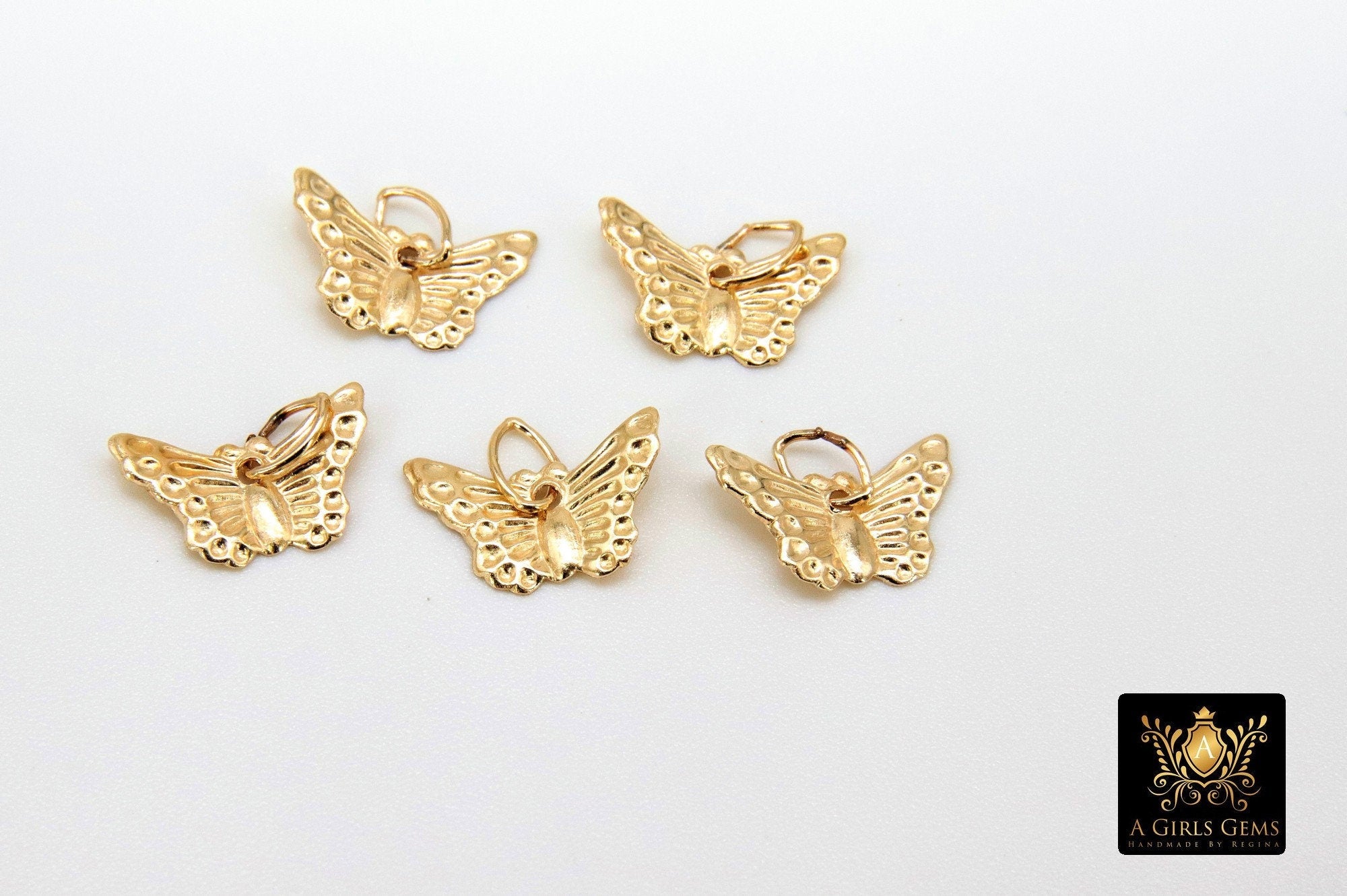 925 Silver Butterfly Charms, Sterling Silver Jewelry, 8 x 12 mm Minimalist Tiny Dangle #2152