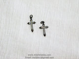 Gunmetal Black CZ Cross Charm, Small Paved Silver Cubic Zirconia Cross Pendants #191, 21 mm Dainty Rose Gold Cross