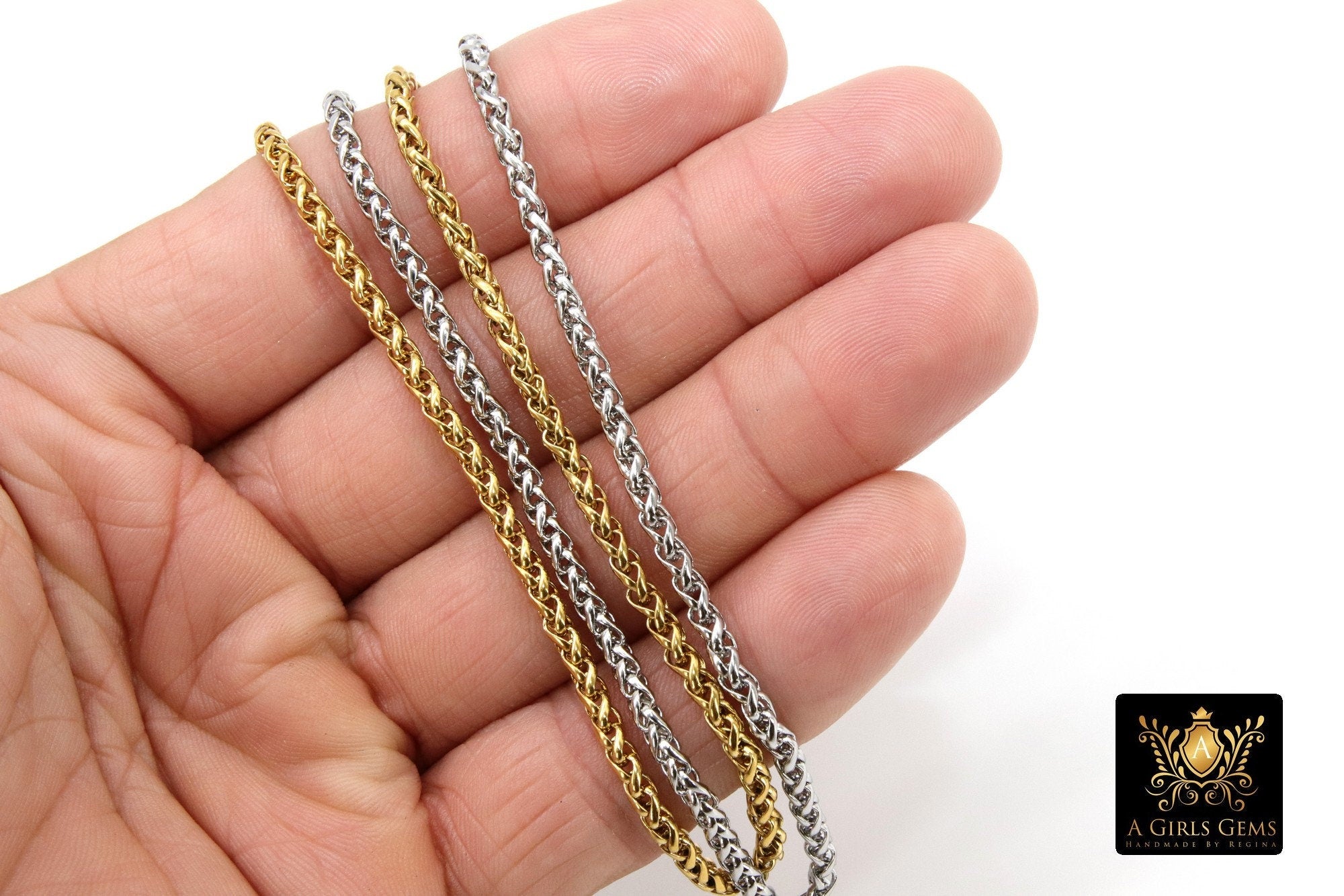 Stainless Steel Gold Chain, 304 Rope Mesh Chains CH #222, Silver 5 x 3 mm Unfinished Necklace Chains
