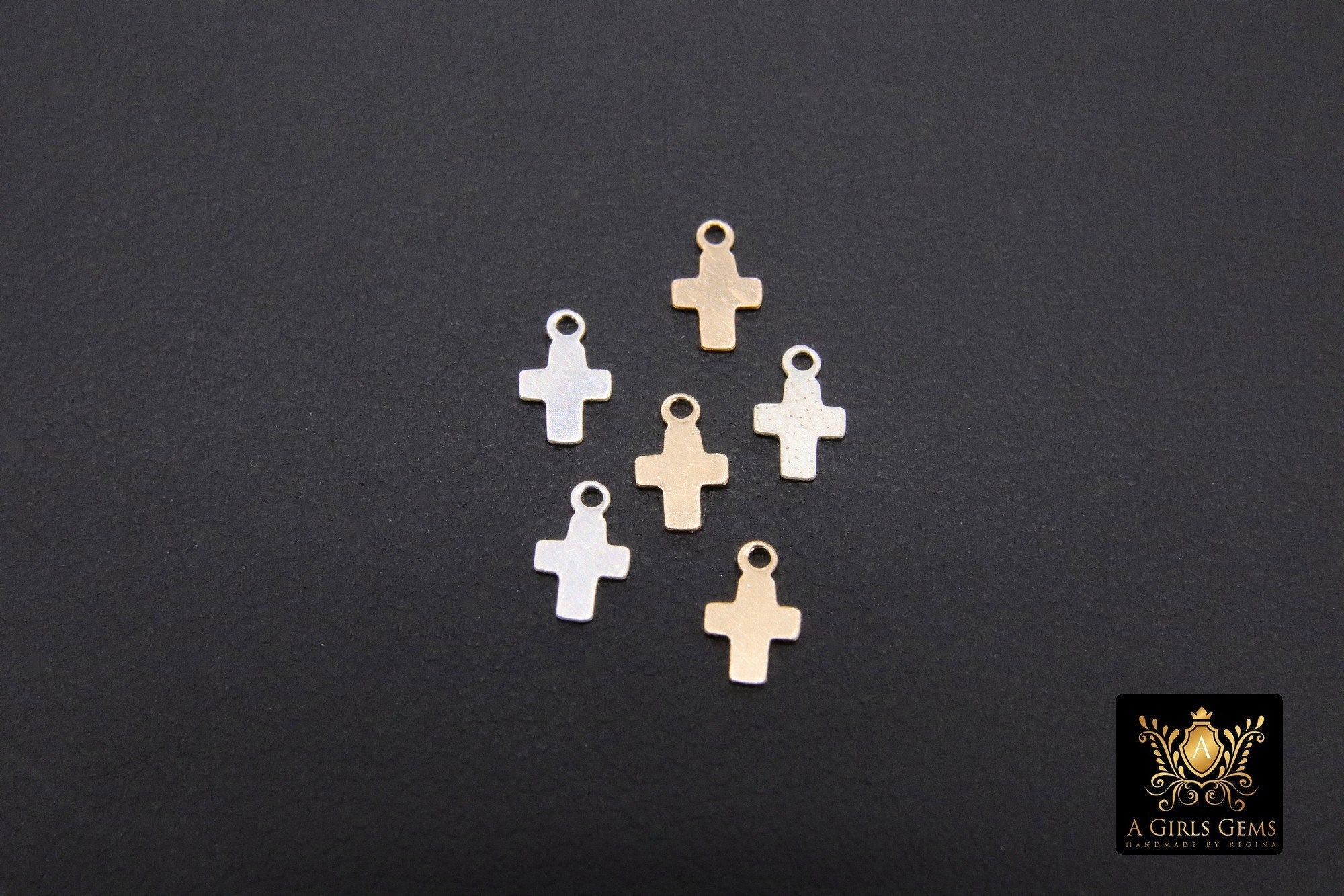 14 K Gold Filled Cross Charms, 3 Pc 925 Sterling Silver Tiny Crosses AG #833, Small Minimalist 14 20 Jewelry