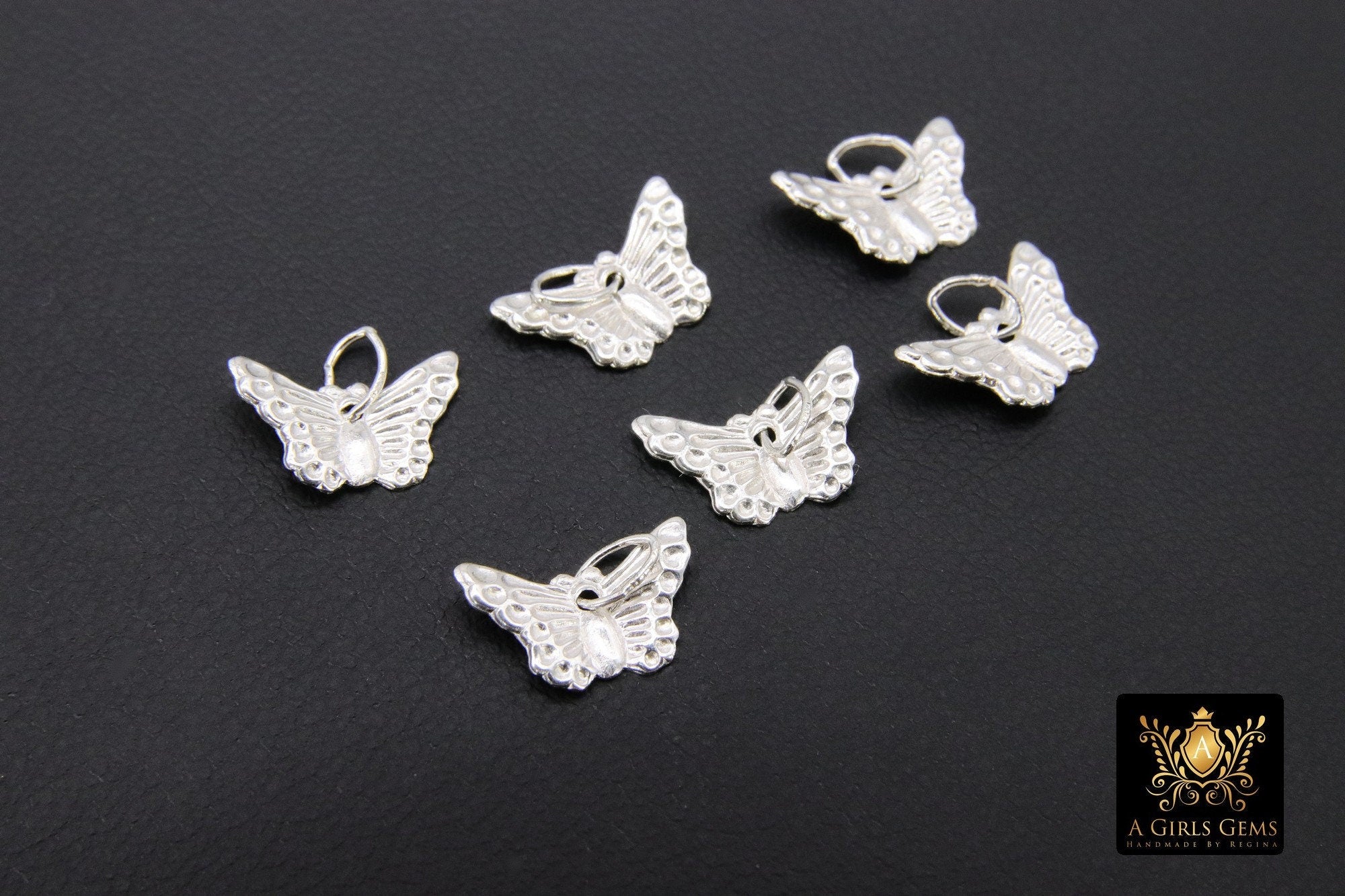925 Silver Butterfly Charms, Sterling Silver Jewelry, 8 x 12 mm Minimalist Tiny Dangle #2152