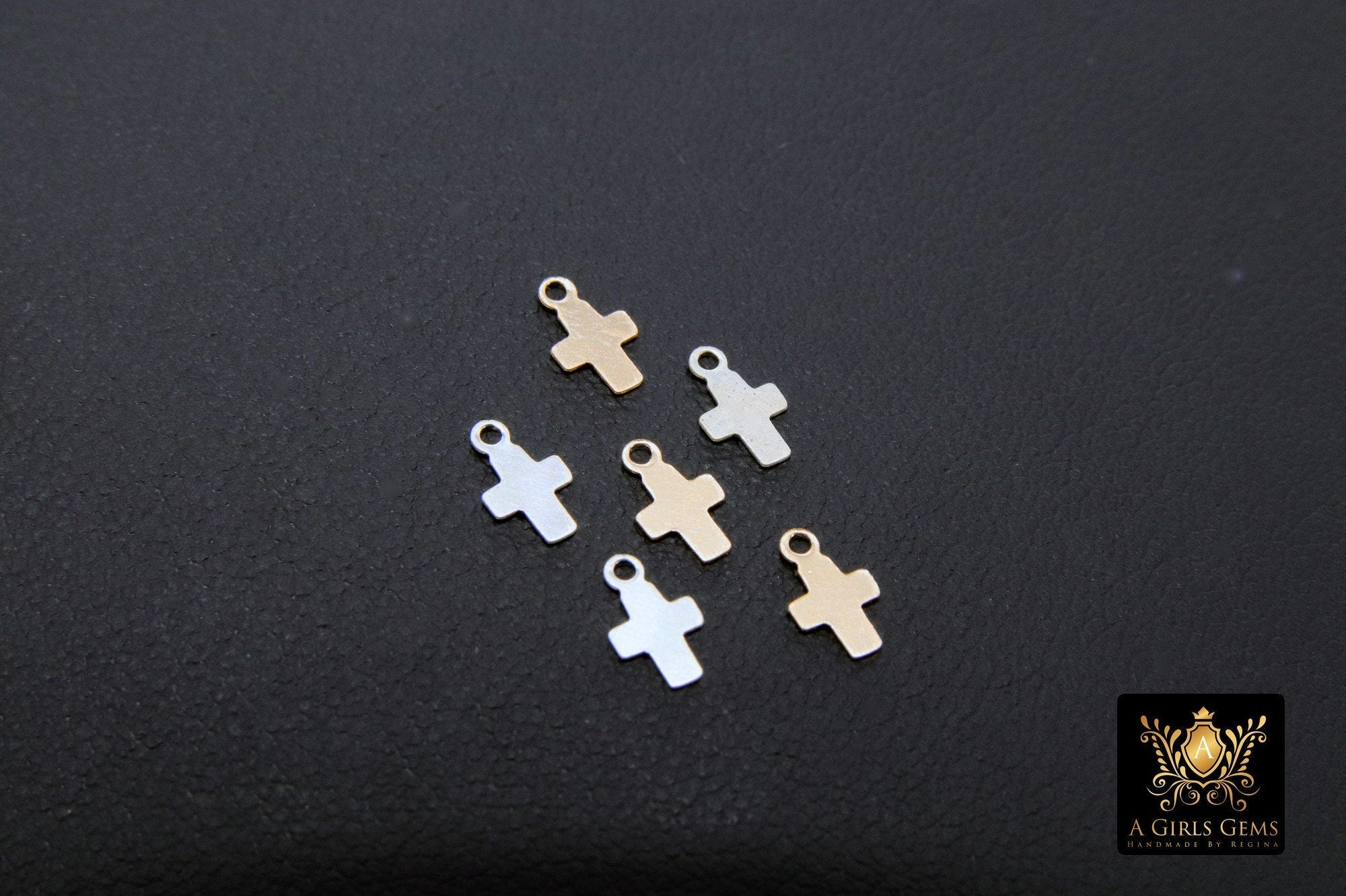 14 K Gold Filled Cross Charms, 3 Pc 925 Sterling Silver Tiny Crosses AG #833, Small Minimalist 14 20 Jewelry