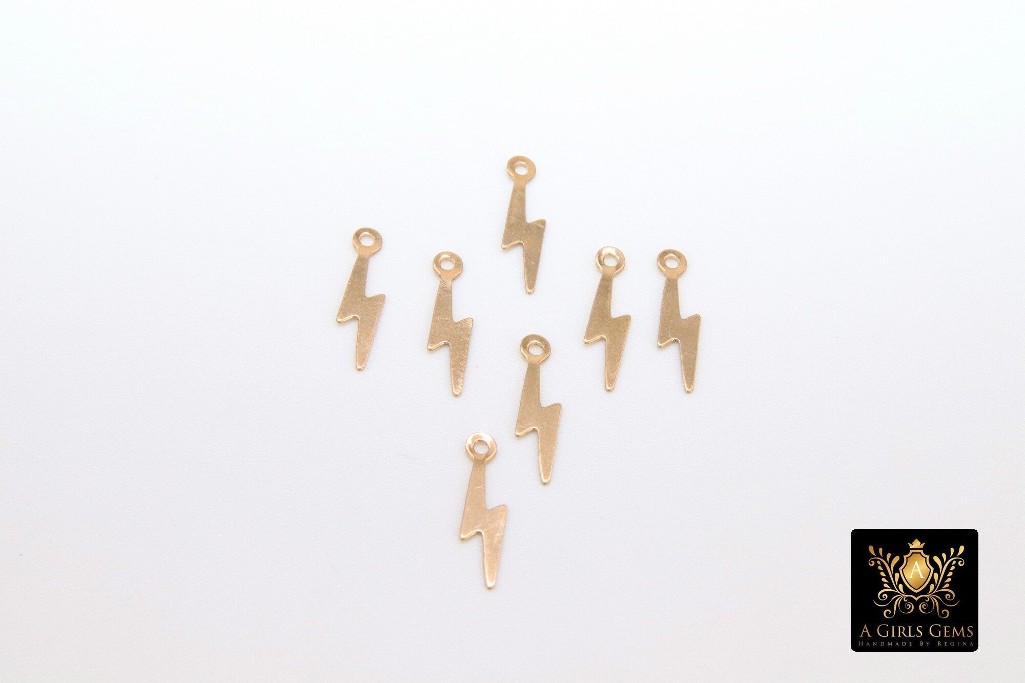 14 K Gold Filled Lighting Bolt Charms, 2 Pc Tiny Thunder Bolt #2133, 3.6 x 13.5 mm Earring Huggie