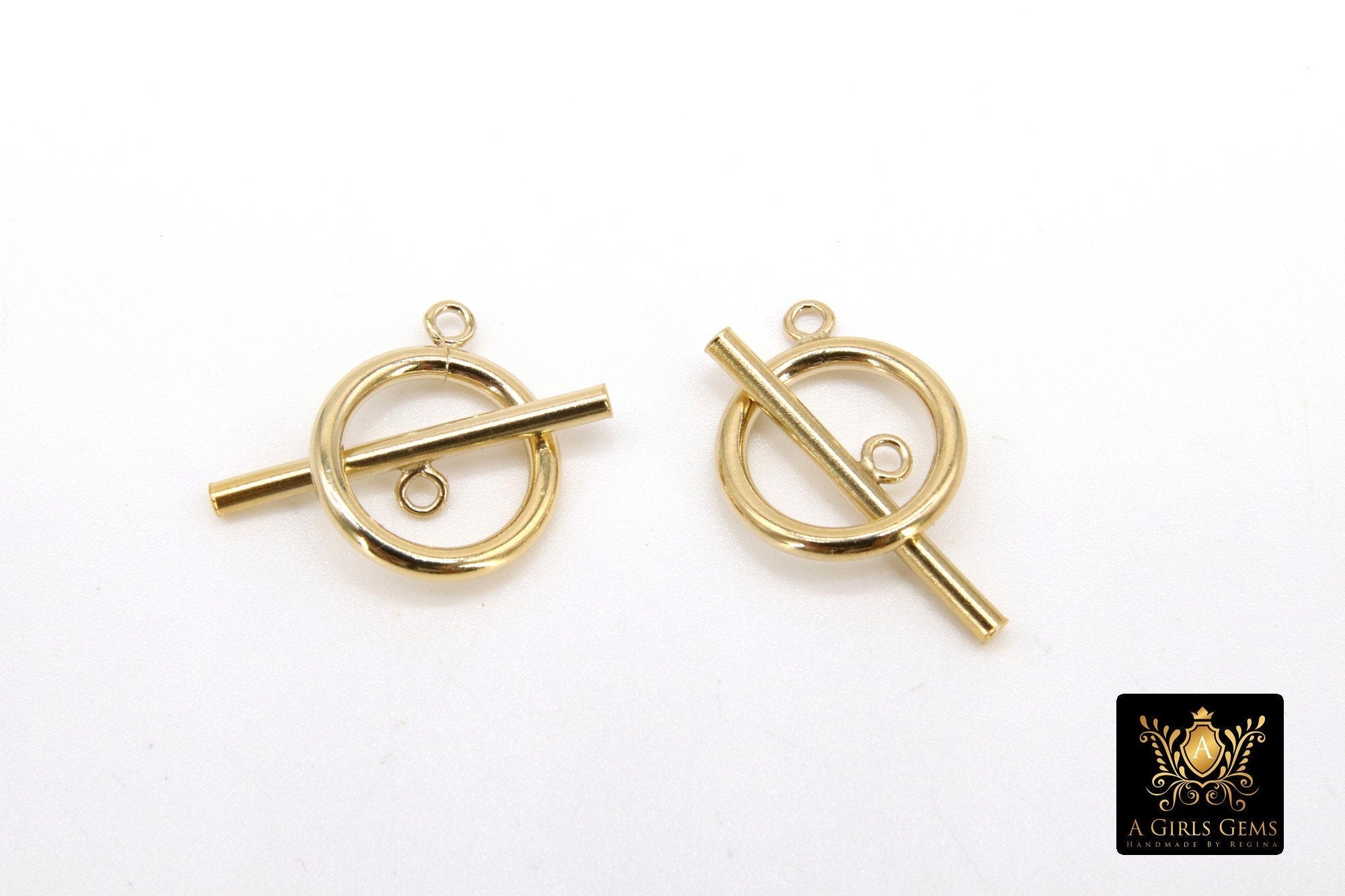 14 K Gold Filled Toggle Clasp, Extra Large Clasps with Toggle Bar Connectors for Necklace #891, 15 x 18 mm and 24 mm Bar