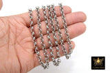 Silver Stainless Steel ROLO Chain, 3 mm 4 mm 5 mm 6 mm Silver Chains CH #146, Large Unfinished Jewelry Chains By the Foot
