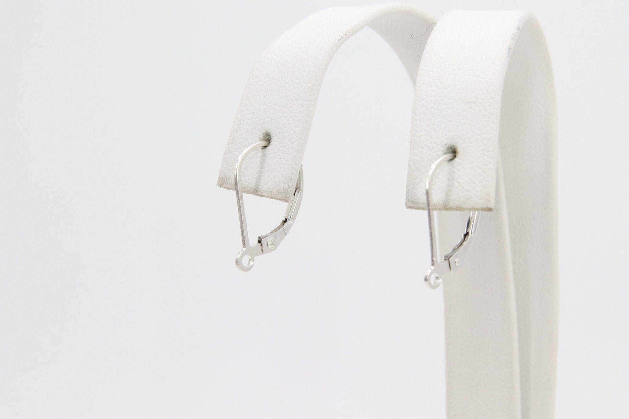 925 Sterling Silver Smooth Lever Back Ear Rings, 2 Pc High Quality Huggie Wire Findings #2163, Open Loops 9.5 x 16.5 mm