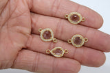 CZ Pave Clear Crystal Quartz Connectors, April Faceted Birthstone, Bridesmaids Jewelry #782
