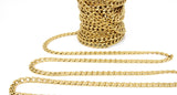 Gold Cuban Curb Chain, 304 Stainless Steel 9 mm Heavy Flat Miami Diamond Cut Oval Jewelry Chains CH #217, By the Yard