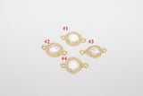 CZ Pave Clear Crystal Quartz Connectors, April Faceted Birthstone, Bridesmaids Jewelry #782