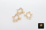 Gold Half Moon Crystal Connectors, 2 Pcs Semi Circle Links AG 647, Small or Medium Open Loop in Clear Crystal Glass
