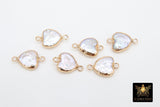 Freshwater Pearl Connectors, Gold Rectangle Two Loop White Charms #2625, Small Natural Shell Gold Edge Links