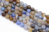 Natural Blue Fire Agate Beads, Faceted Brown and Baby Blue Blended Botswana Beads BS #26
