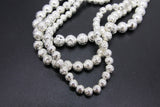 Silver Plated Lava Rock Beads, Metallic Textured Beads BS #42, sizes 6 mm 8 mm 10 mm in 15.5 inch Strands