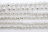 Silver Plated Lava Rock Beads, Metallic Textured Beads BS #42, sizes 6 mm 8 mm 10 mm in 15.5 inch Strands