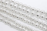 Silver Plated Lava Rock Beads, Metallic Textured Beads BS #42, sizes 6 mm 8 mm 10 mm in 15.5 inch Strands
